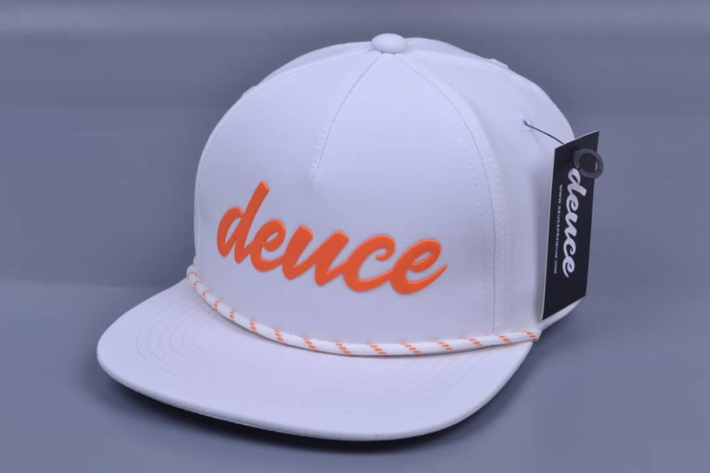 Deuce Performance Roped Hat - White w/Orange