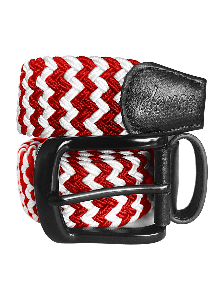 Red and White Elastic Canvas Golf Belt