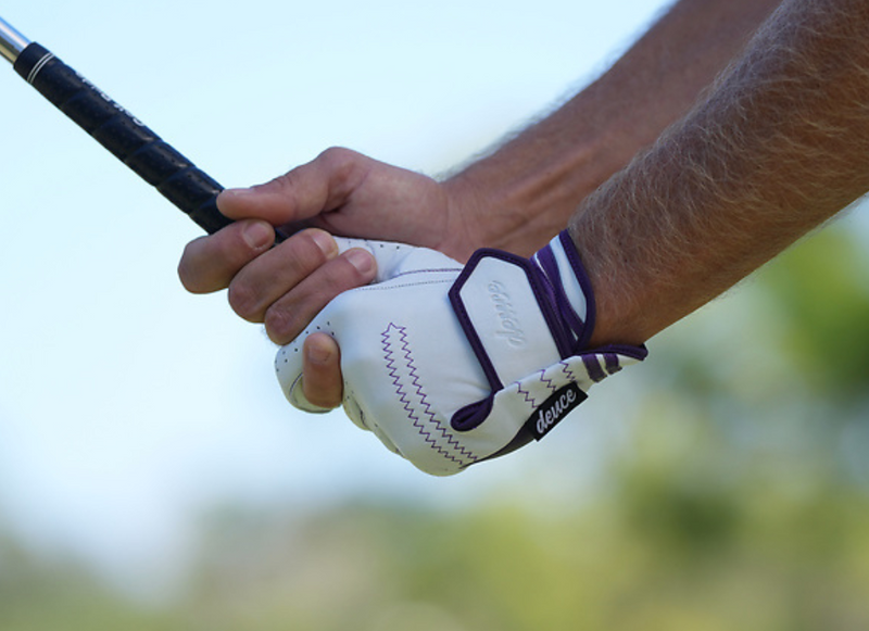 Purple and White Deuce Golf Glove