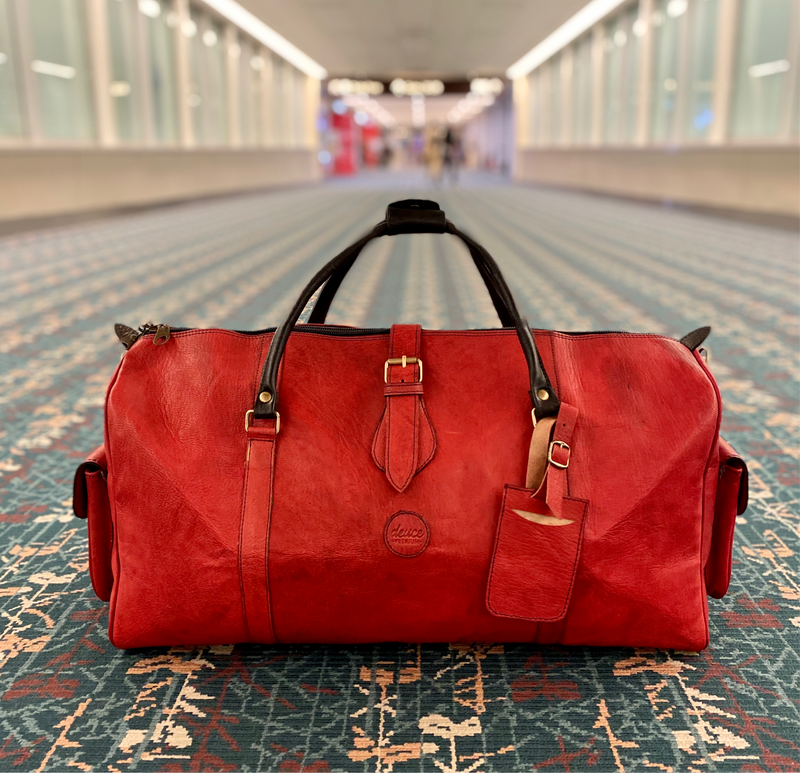 The Weekender - Red Premium Leather Duffle Bag – Deuce